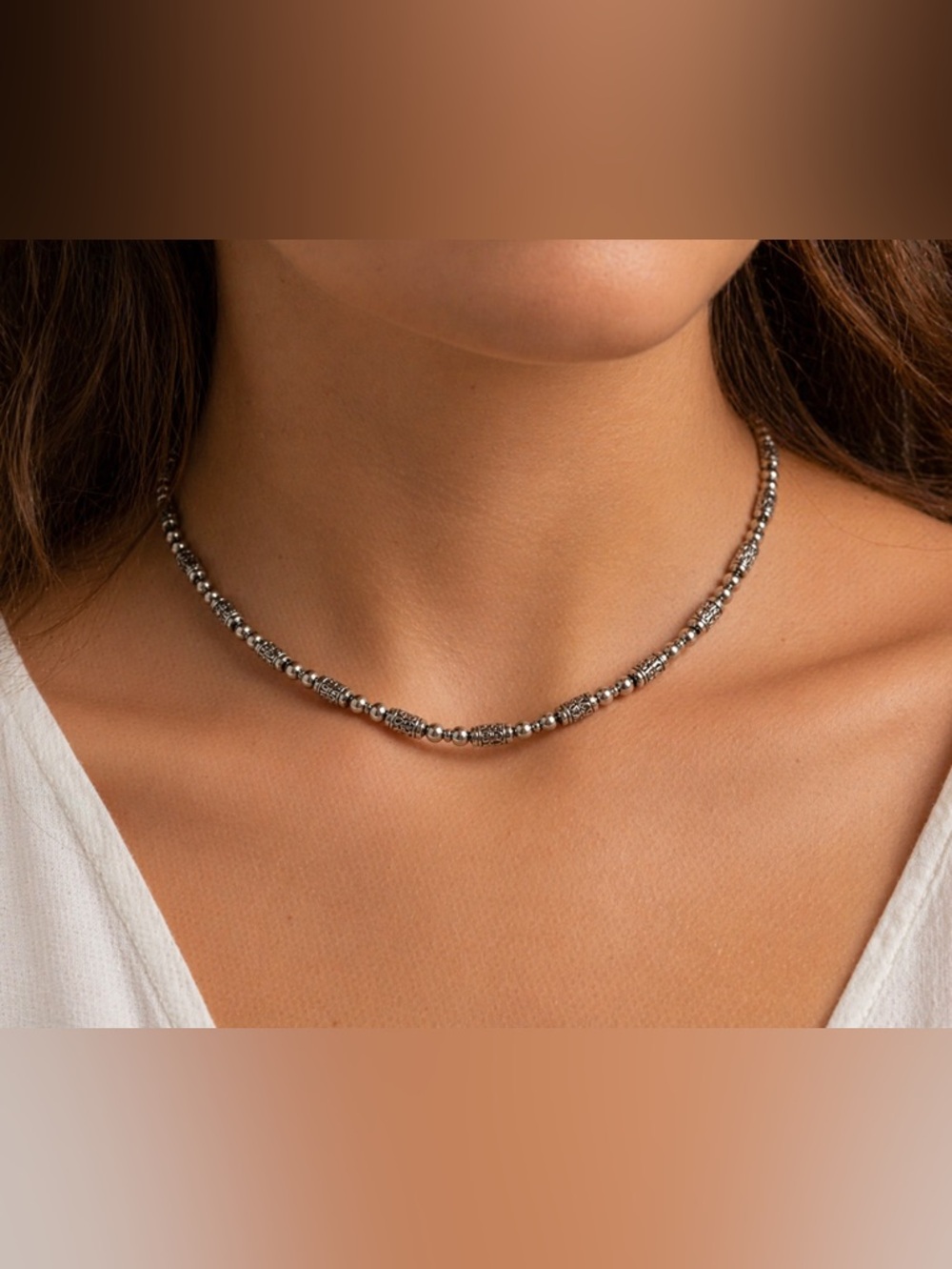Silver Napier Beaded Necklace